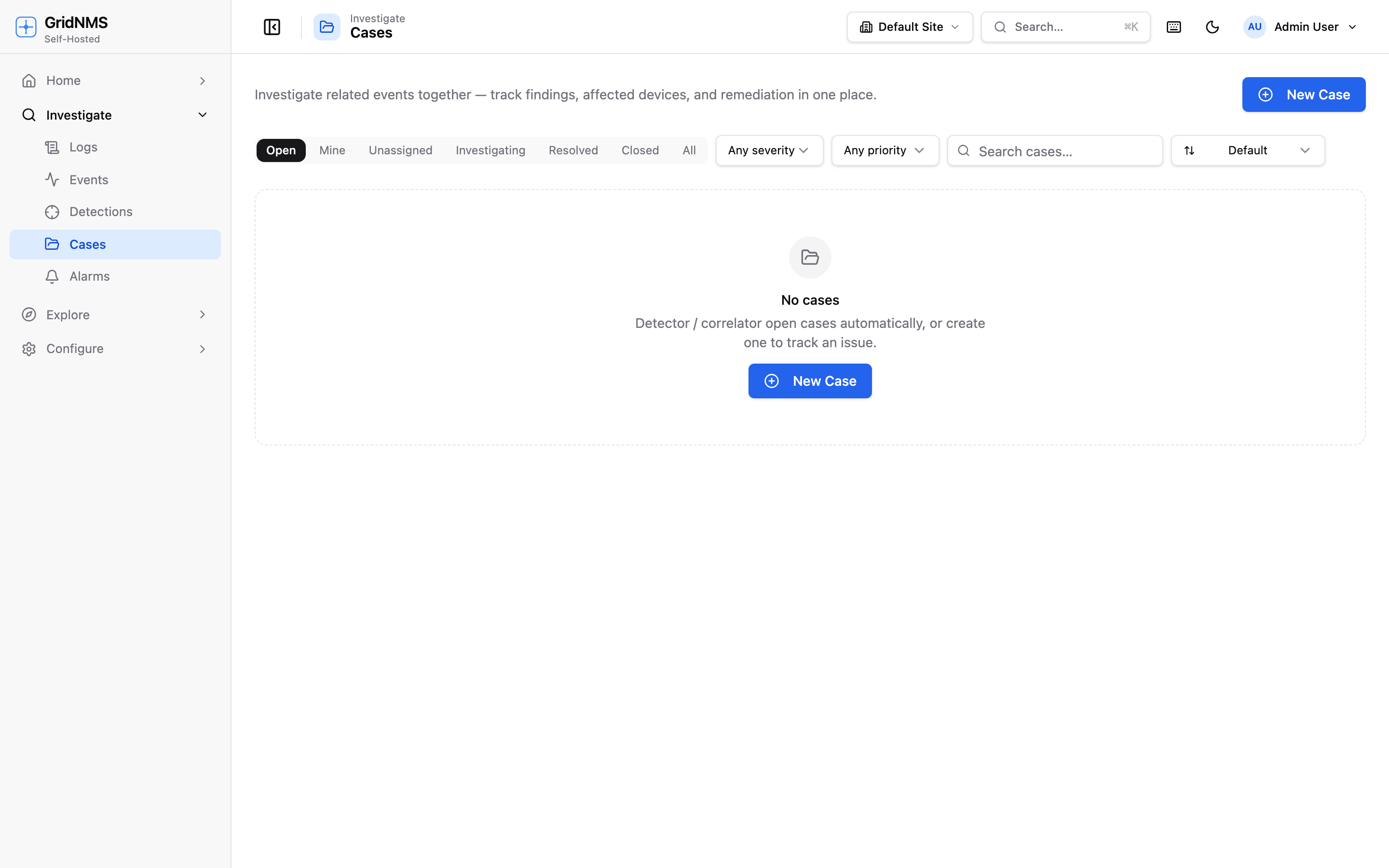 The Cases page