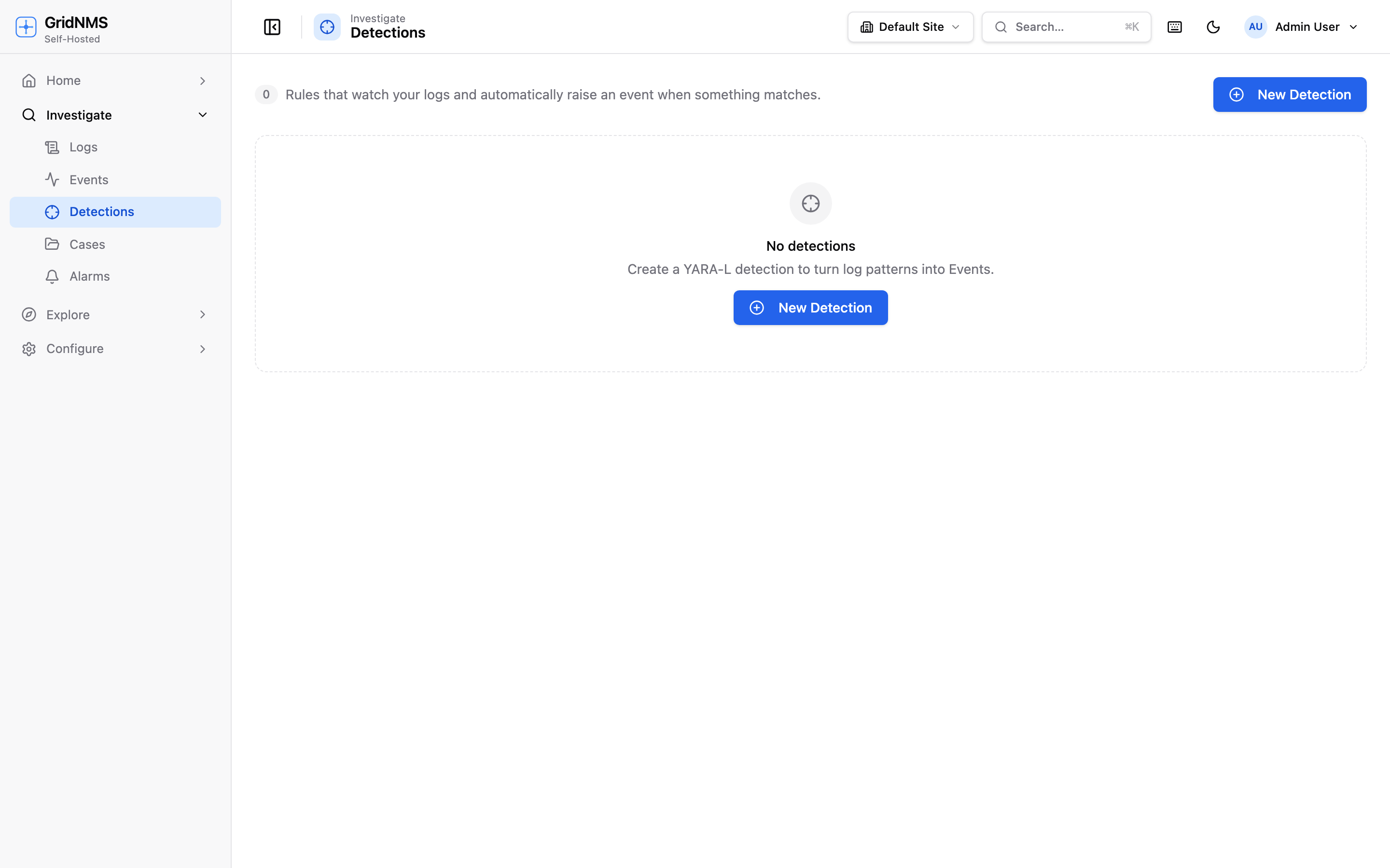 The Detections page
