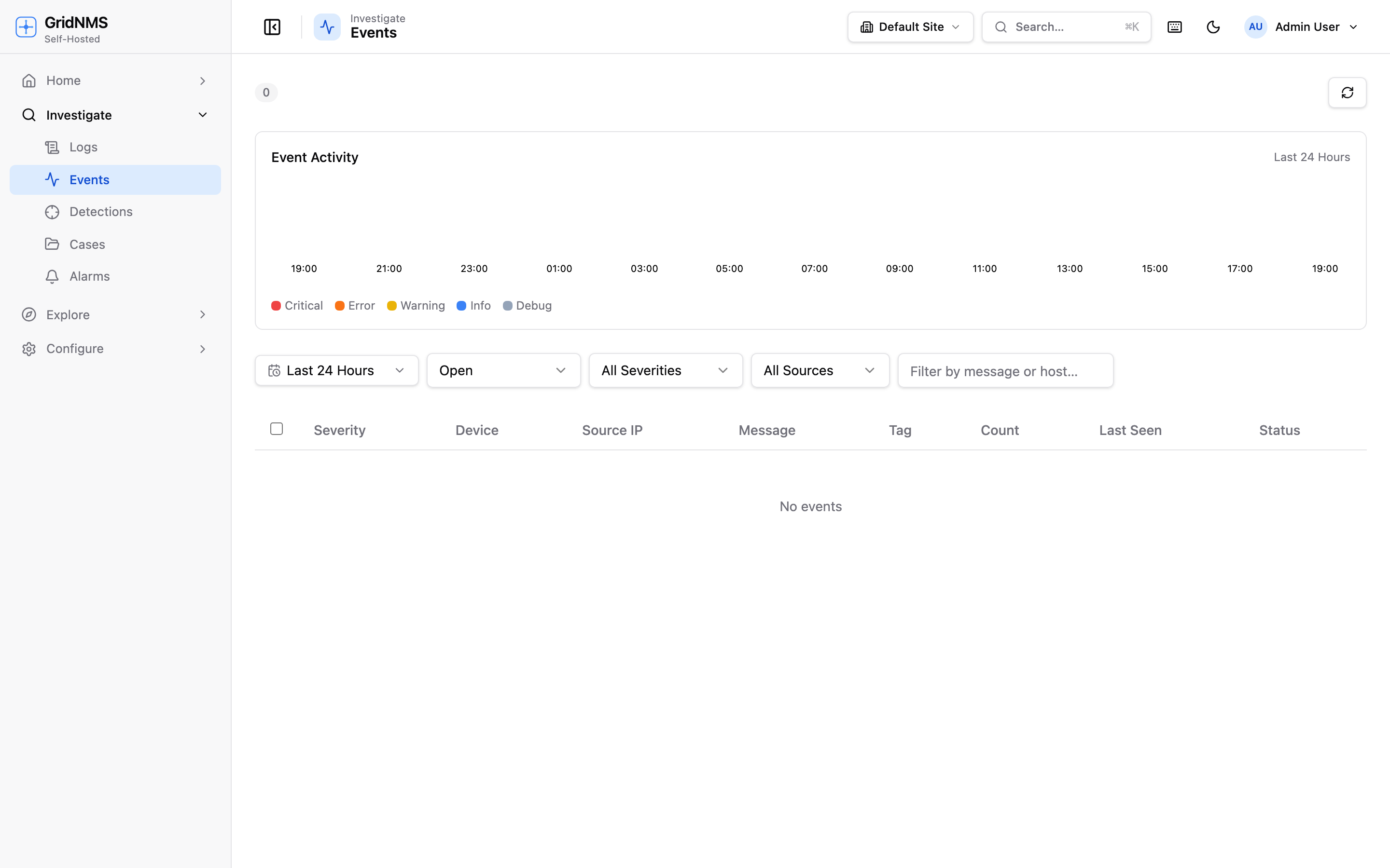 The Events page