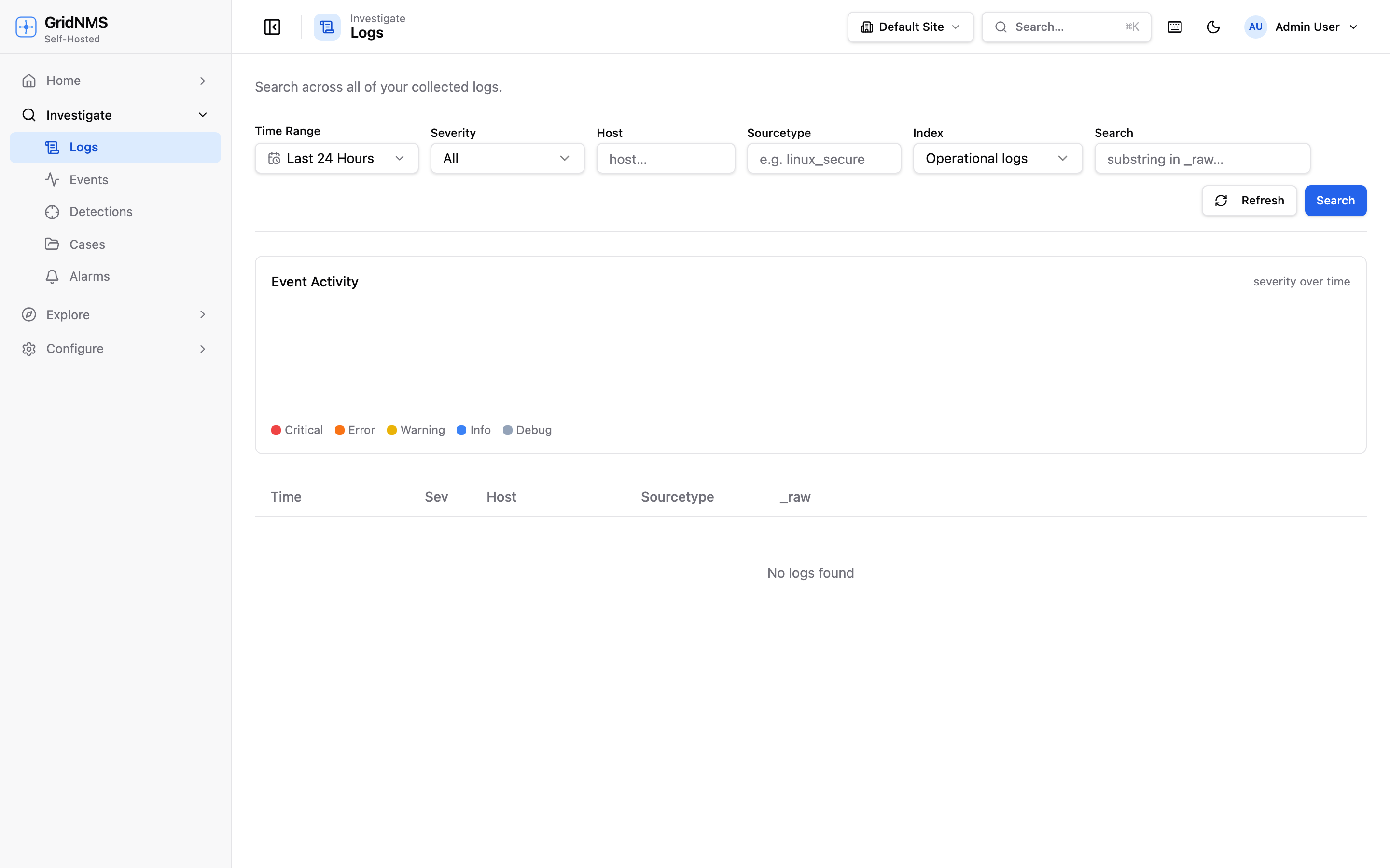 The Logs page