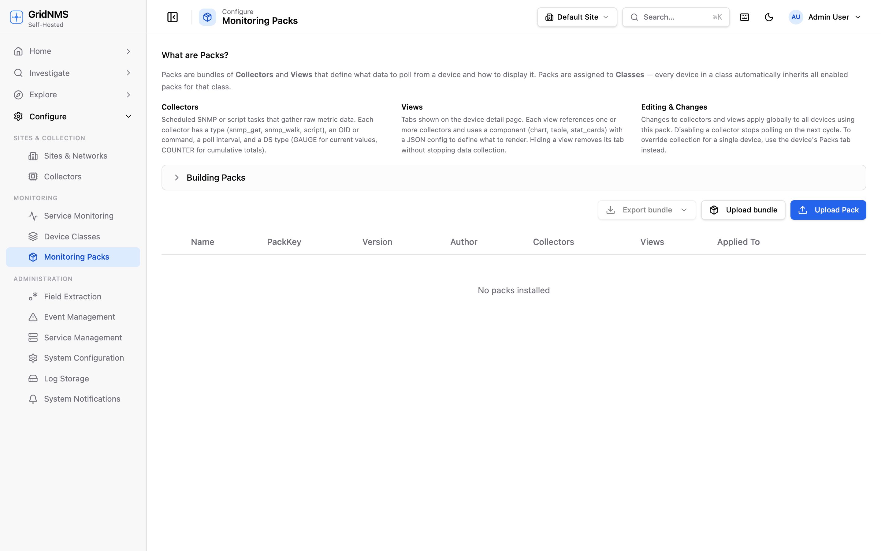 A pack expanded to show its collectors, each with an enable/disable toggle