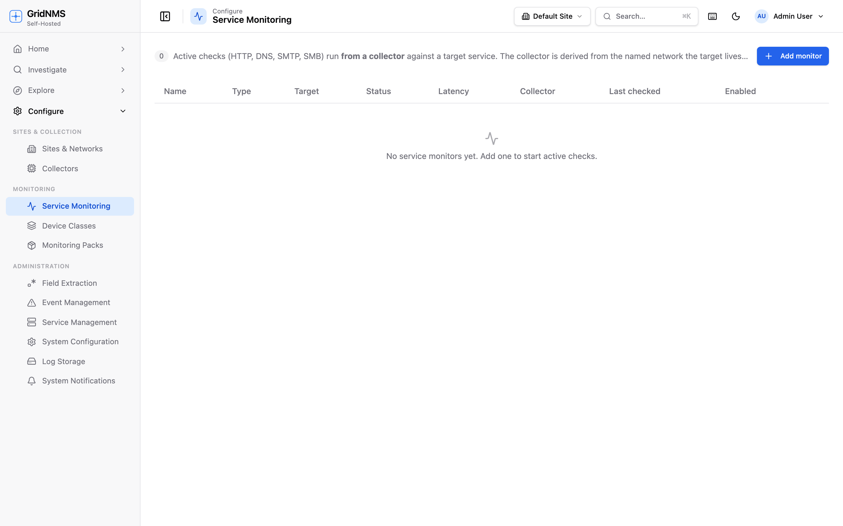 The Service Monitoring page